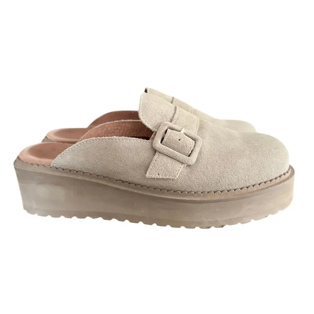 Seychelles Come Together II Platform Mule Sand Tan Suede 9.5 Excellent